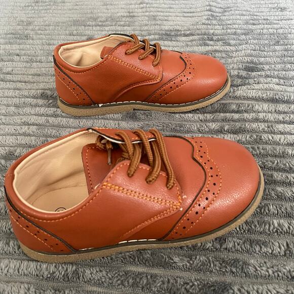 Meckior Toddler Boy Size 10.5 Brown Dress Shoes Oxford Lace Up - Picture 3 of 7